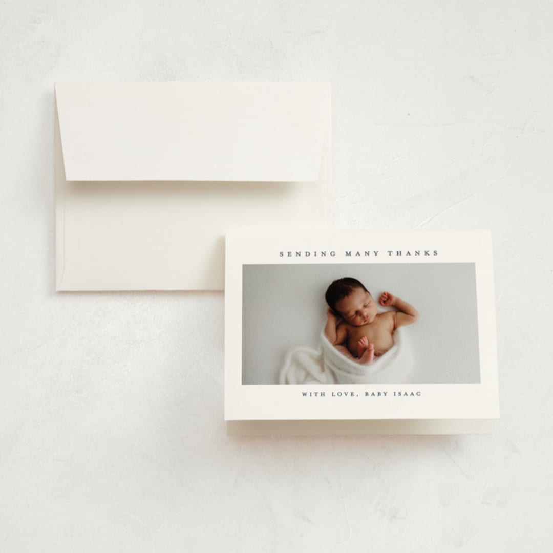 "minimalist" - Birth Announcement Thank You Cards in Navy by Jennifer Postorino - Front