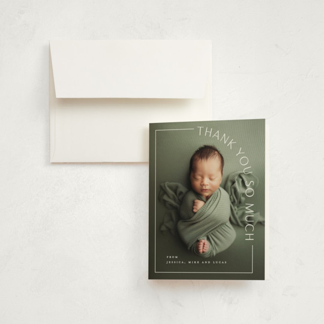 "Take Shape" - Birth Announcement Thank You Cards in Snow by Lauren Chism - Front