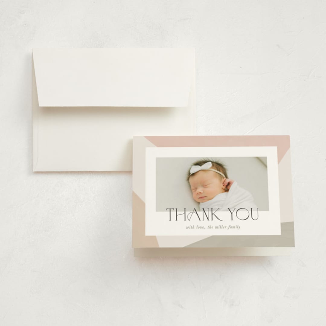 "Artful" - Birth Announcement Thank You Cards in Sherbet by Pixel and Hank - Front