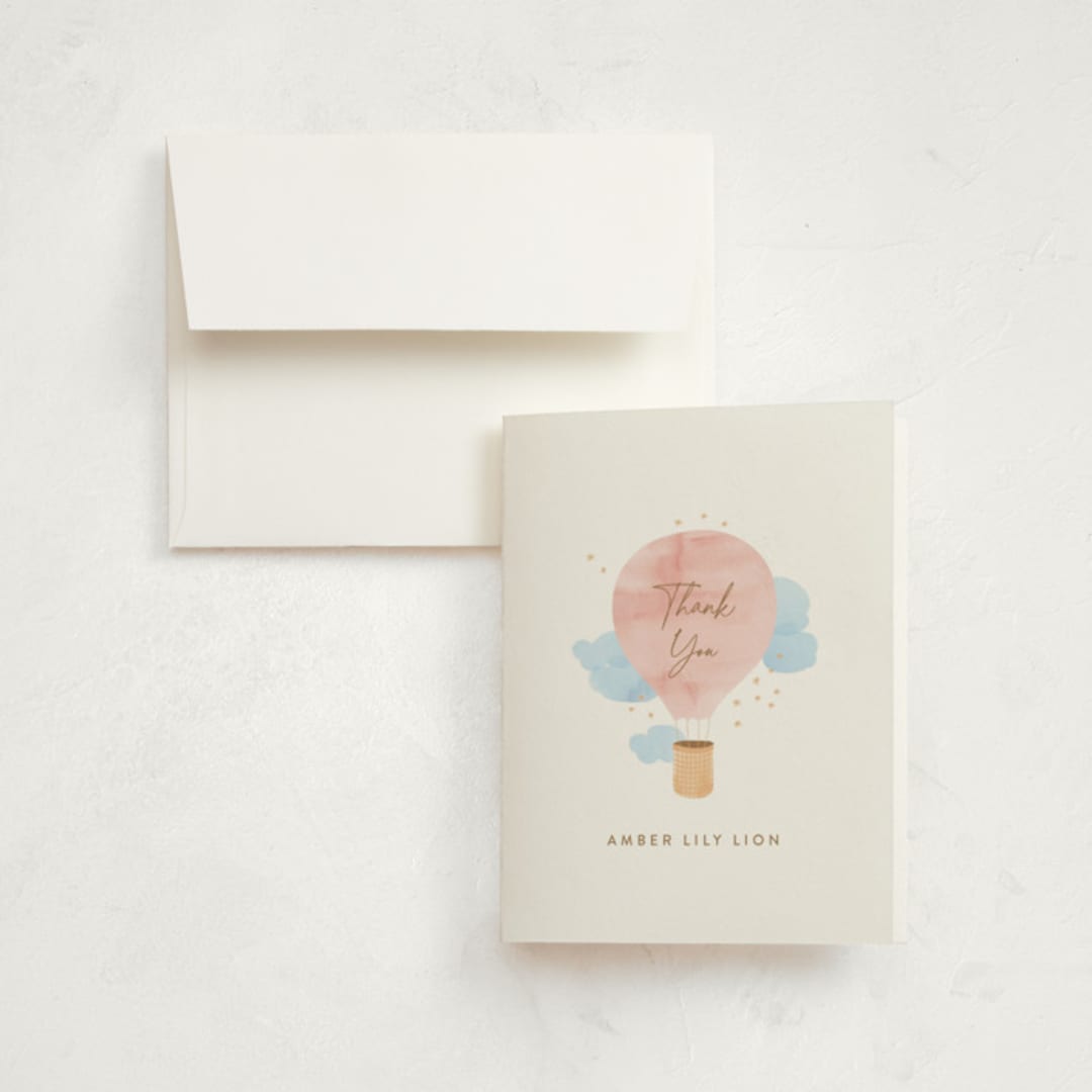 "Baby World" - Birth Announcement Thank You Cards in Blush by Kanika Mathur - Front