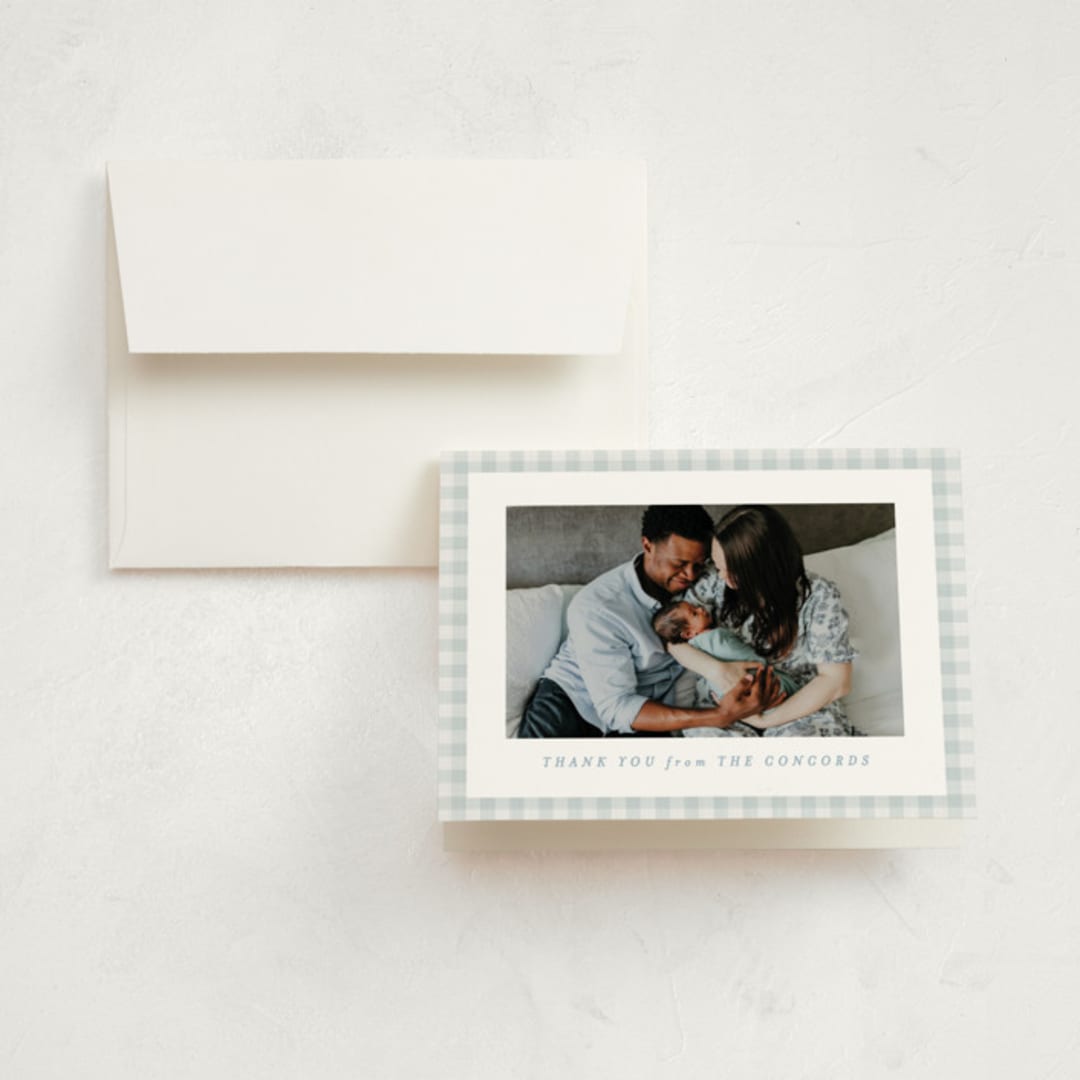 "Charming" - Birth Announcement Thank You Cards in Cloud by Lea Delaveris - Front