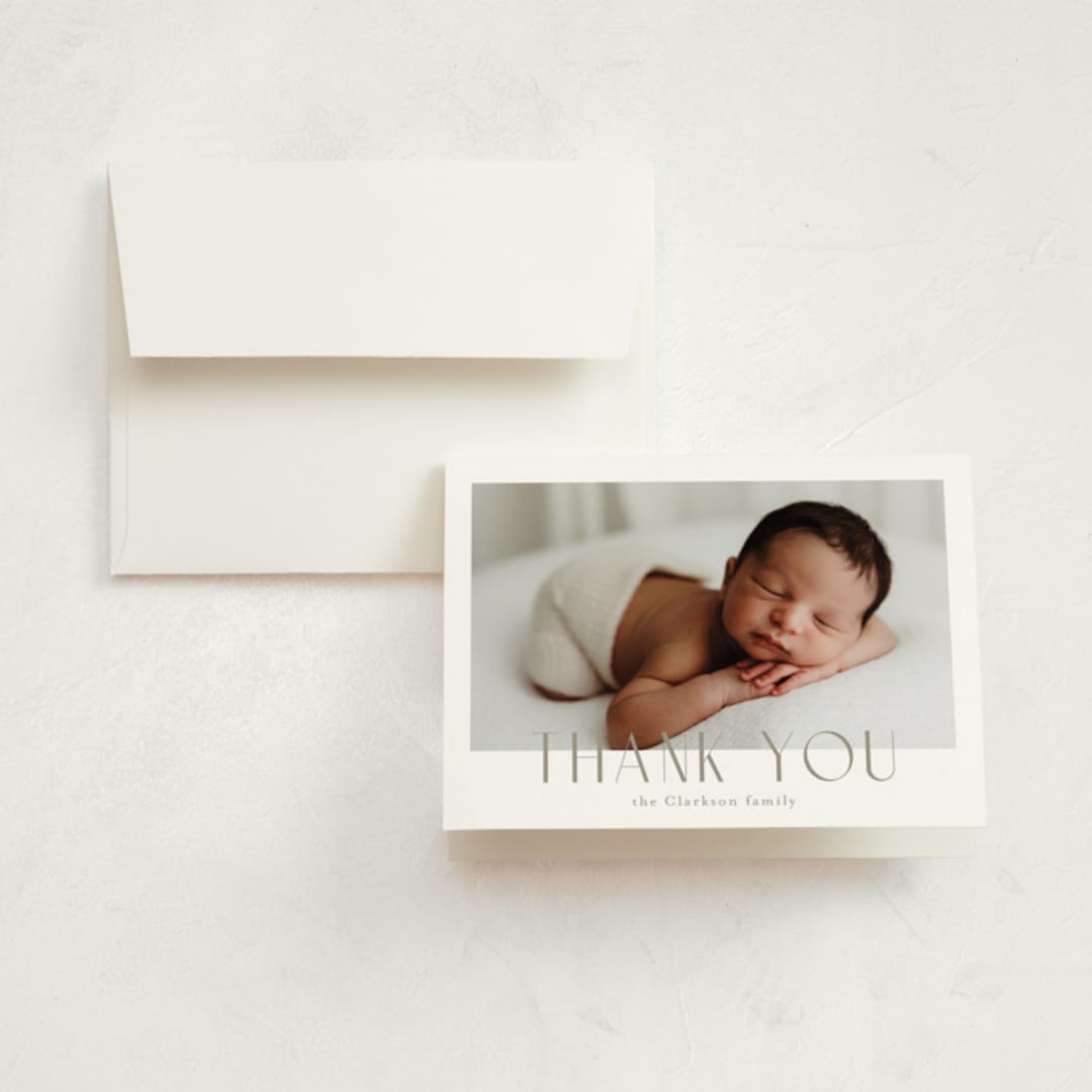 "Sweetest Name" - Birth Announcement Thank You Cards in Latte by Jessica Williams - Front