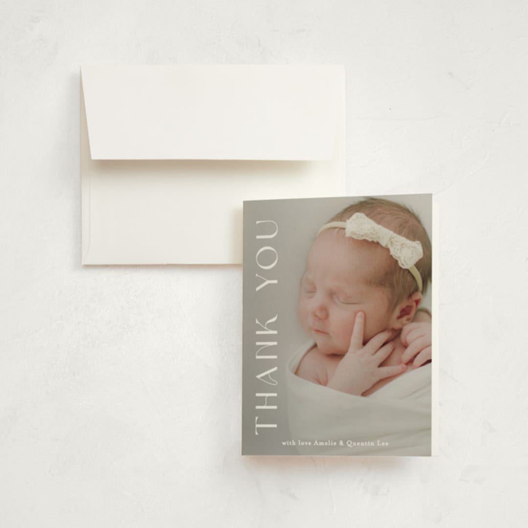 "Close Up" - Birth Announcement Thank You Cards in Cotton by Angela Thompson - Front