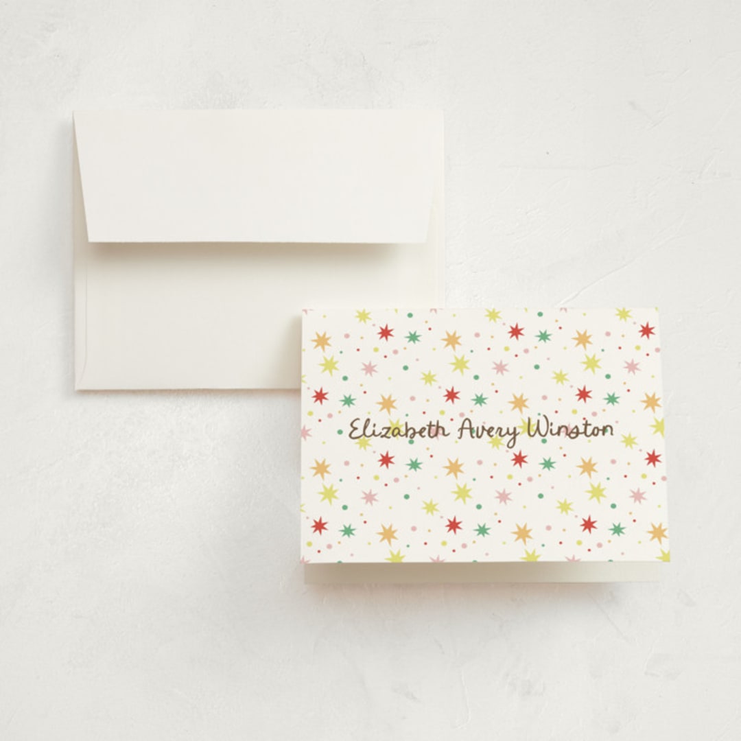 "Constellation" - Birth Announcement Thank You Cards in Strawberry by Megan Davis - Front