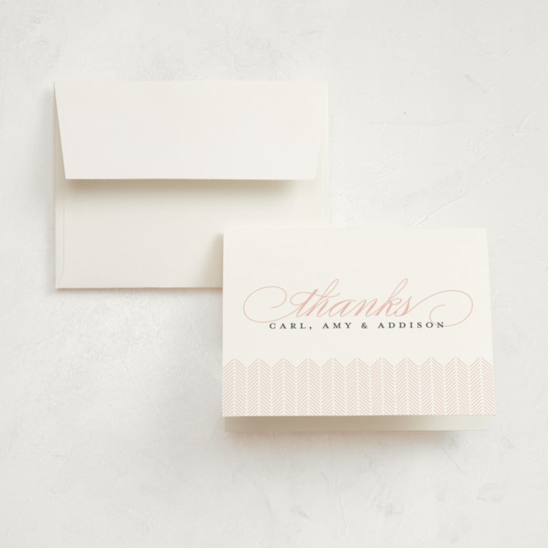 "Graceful Entrance" - Birth Announcement Thank You Cards in Flamingo by Jessica Williams - Front
