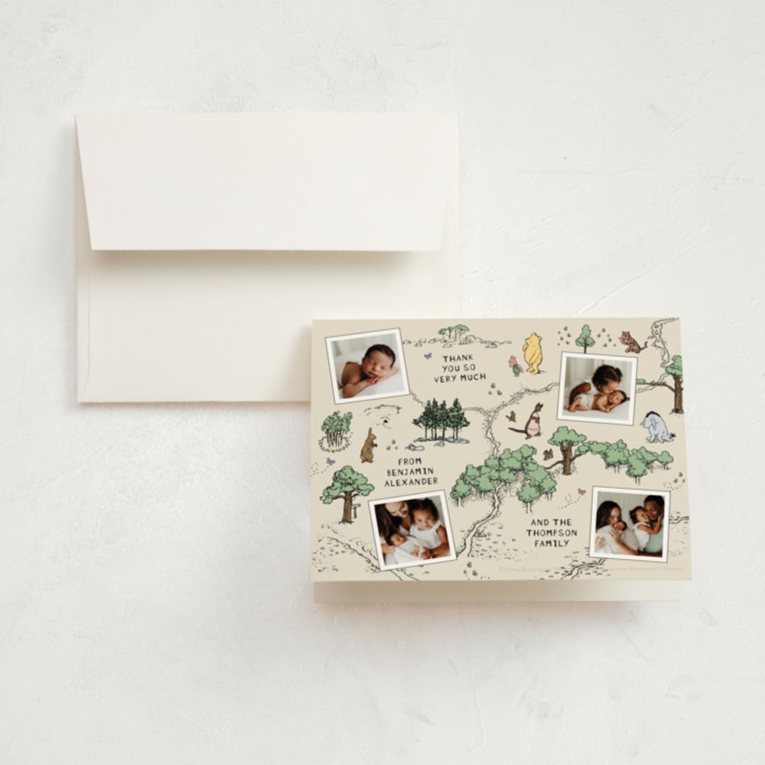 "Hundred Acre Wood" - Birth Announcement Thank You Cards in Natural by Heather Schertzer - Front
