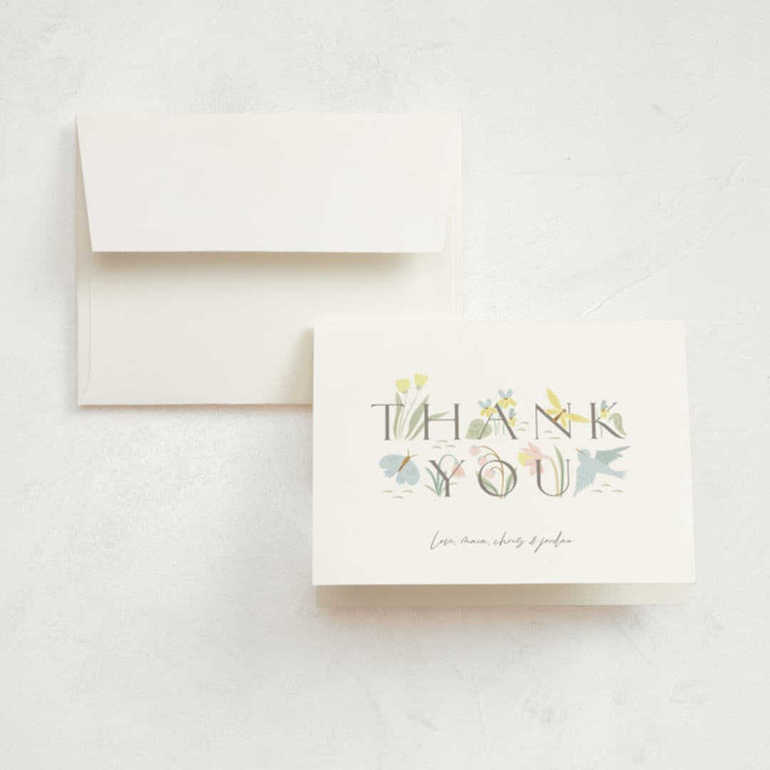 "Baby Garden" - Birth Announcement Thank You Cards in Sky by Eve Schultz - Front