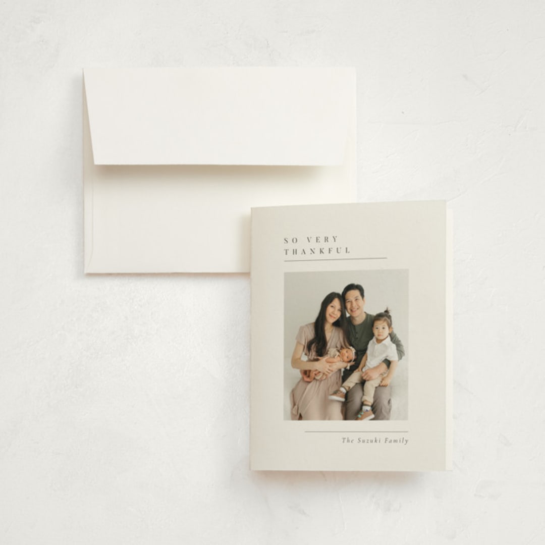 "Minimal Triad" - Birth Announcement Thank You Cards in Onyx by Meggy Masters - Front