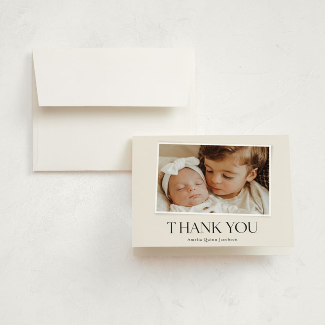 "Petite Introduction" - Birth Announcement Thank You Cards in Cream by Jessica Williams - Front