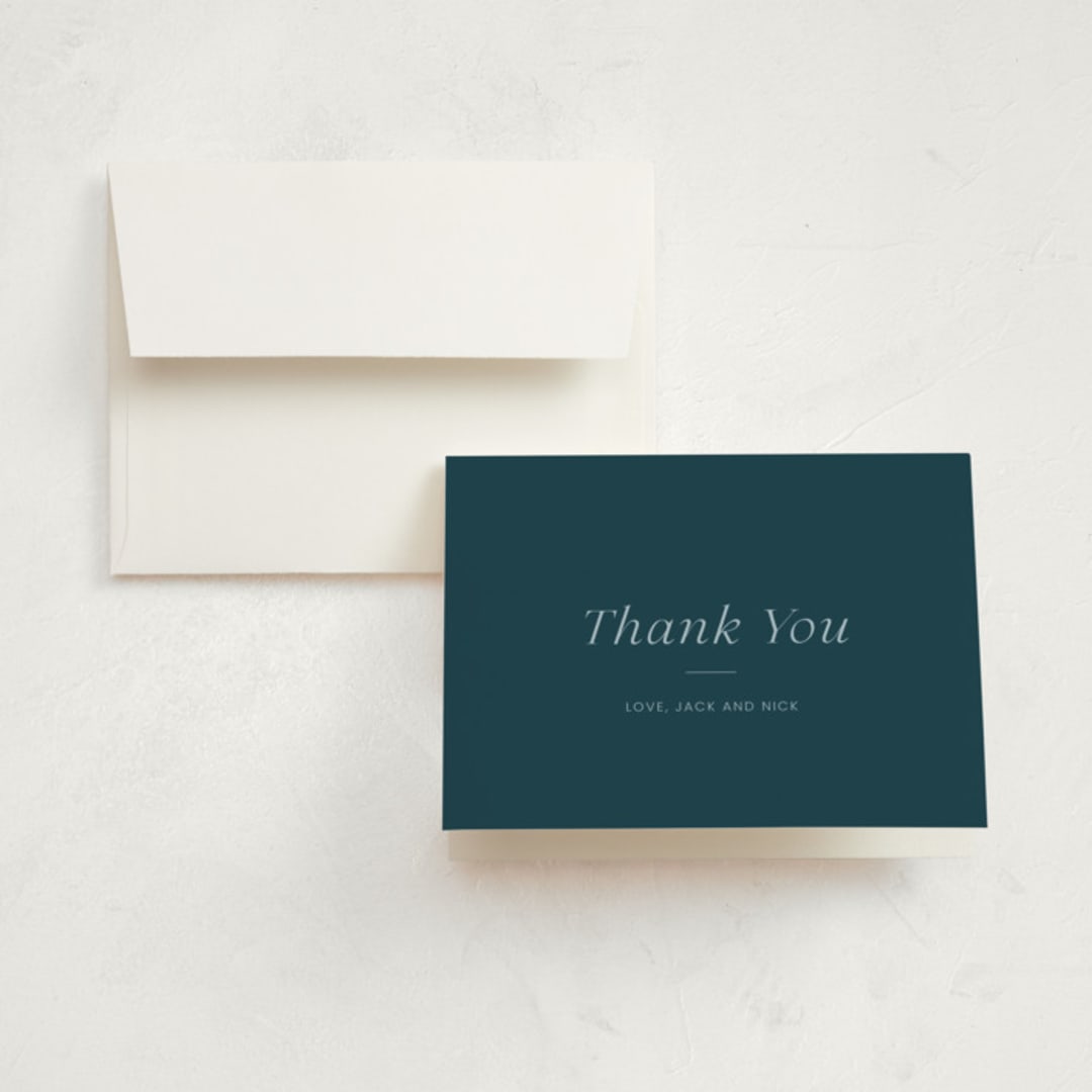 "Favorite Things" - Birth Announcement Thank You Cards in Jade by That Girl Press - Front