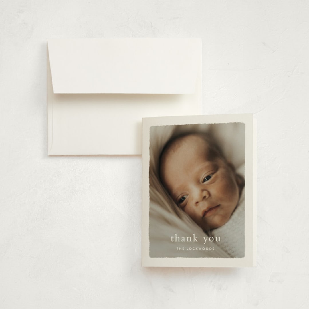 "Rustic" - Birth Announcement Thank You Cards in Chestnut by Ekko Studio - Front