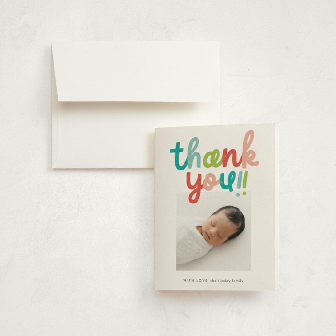 "hello doodle" - Birth Announcement Thank You Cards in Dream by Stephanie Hawkes - Front
