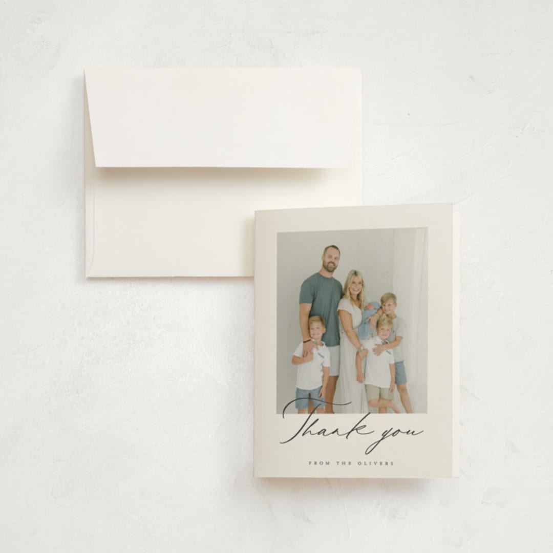 "Script Look" - Birth Announcement Thank You Cards in Ink by Carolyn MacLaren - Front