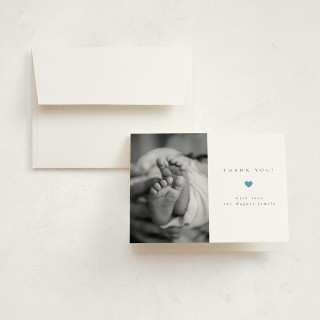 "Effortless" - Birth Announcement Thank You Cards in Sky by Emily Sabol Goss - Front