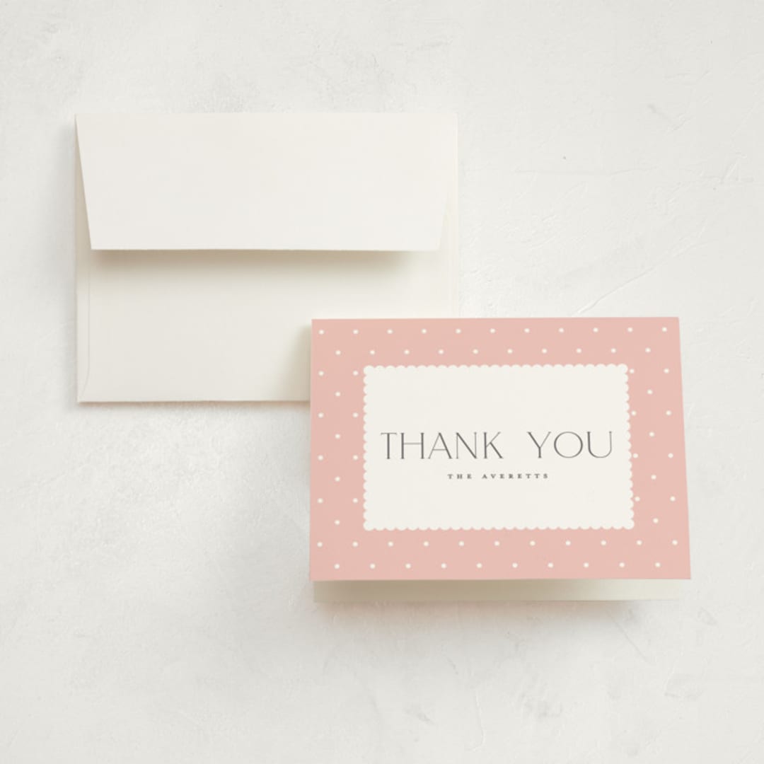 "Sweet scallop" - Birth Announcement Thank You Cards in Rose by Robert and Stella - Front