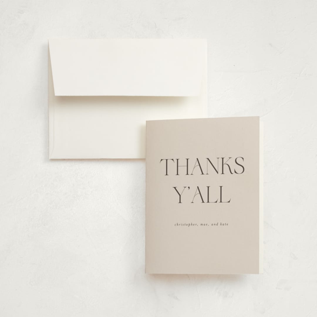 "Southern Babe" - Birth Announcement Thank You Cards in Sand by Morgan Kendall - Front