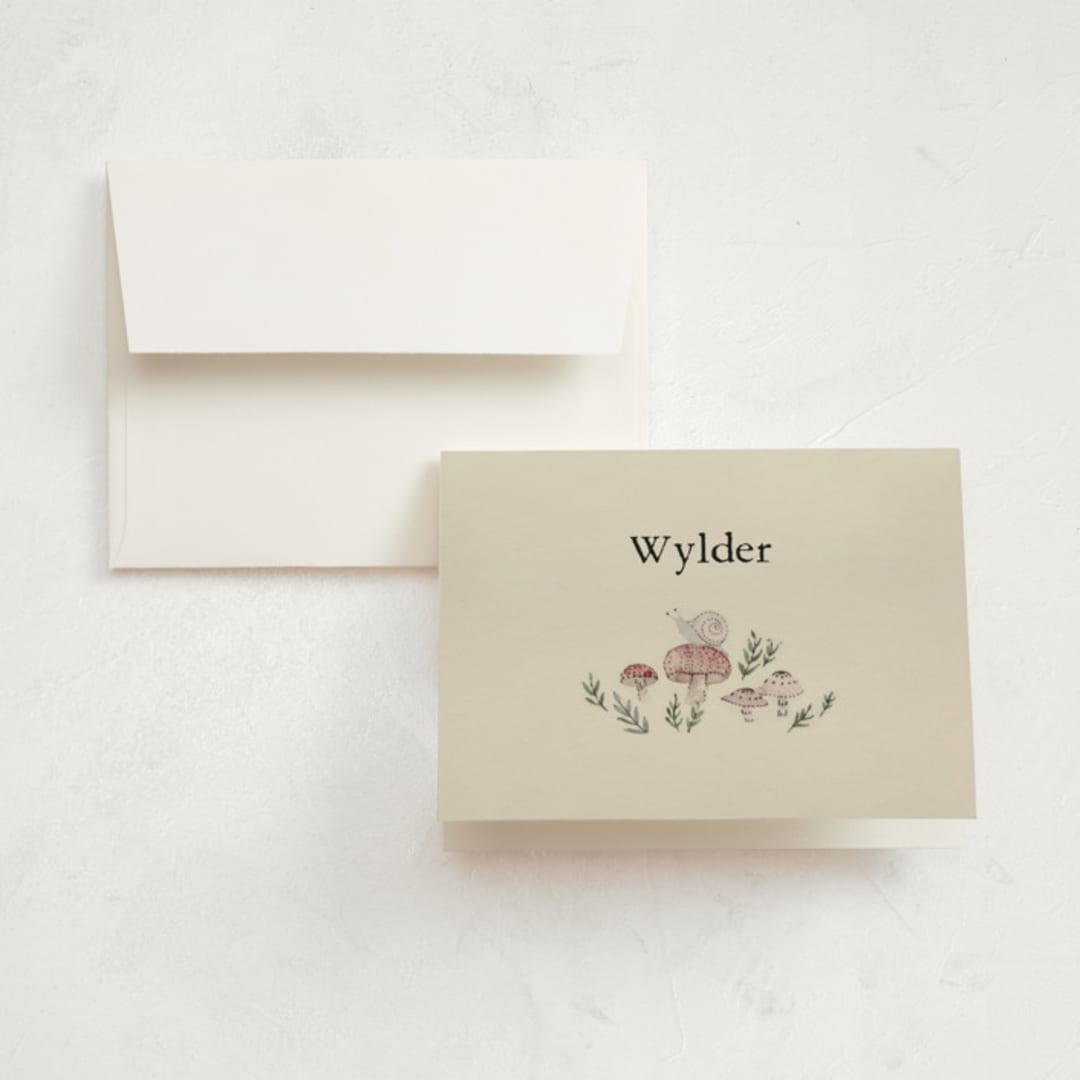 "Woodland wonder" - Birth Announcement Thank You Cards in Lichen by Bonnie Davis - Front