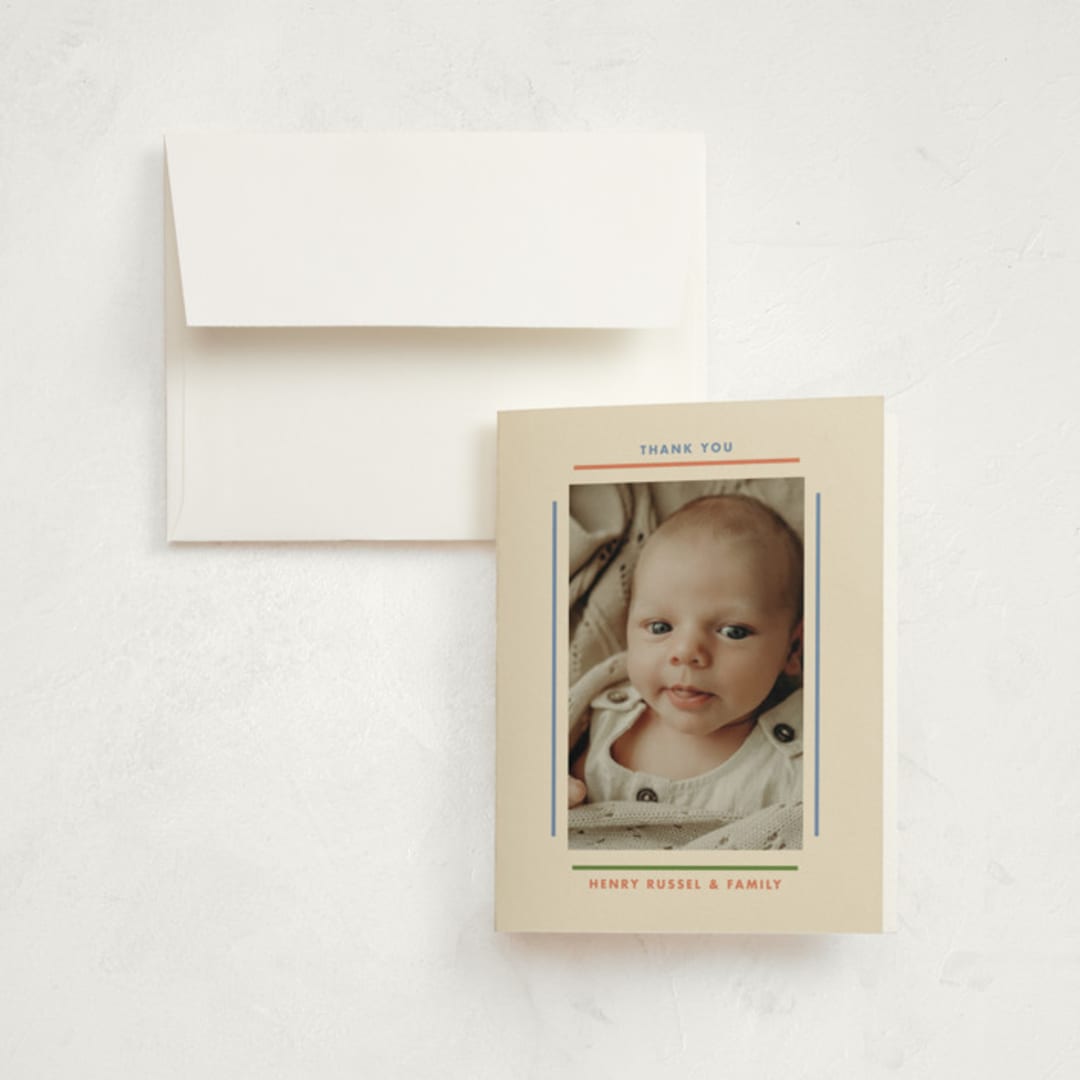 "Framework" - Birth Announcement Thank You Cards in Halo by Baumbirdy - Front