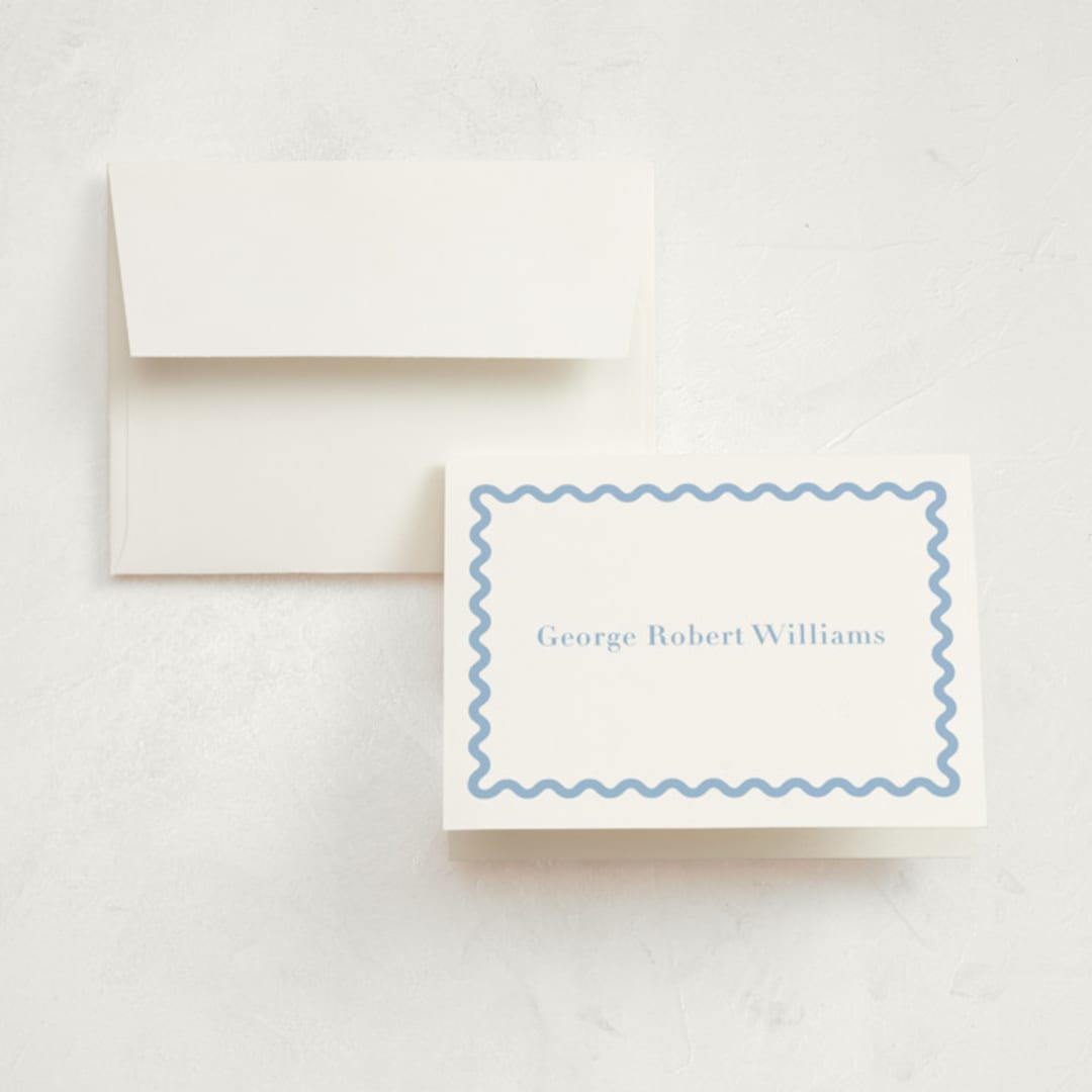 "Ric Rac" - Birth Announcement Thank You Cards in Bluebell by Megan Davis - Front