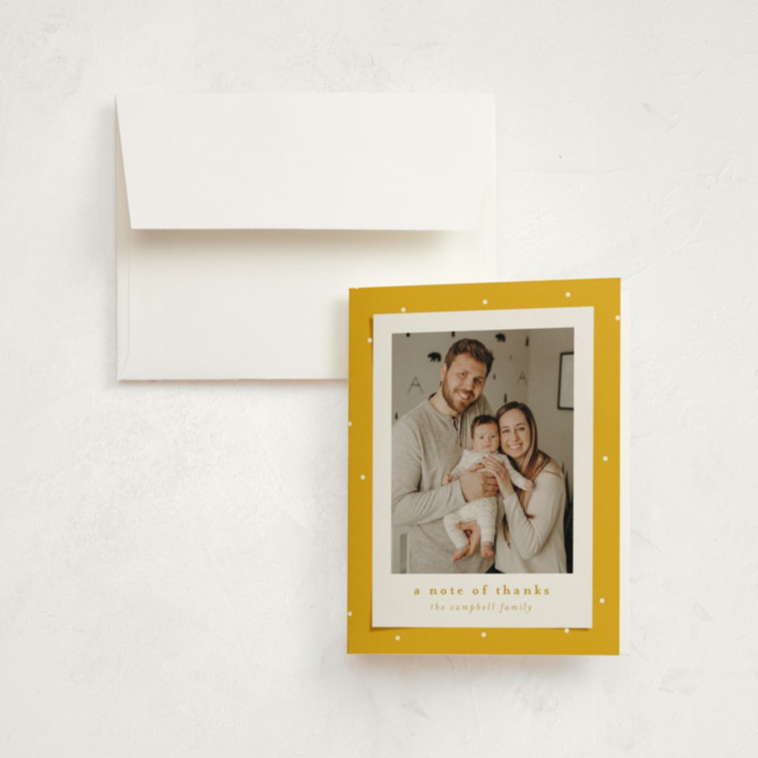 "Blanket" - Birth Announcement Thank You Cards in Bee by Lea Delaveris - Front