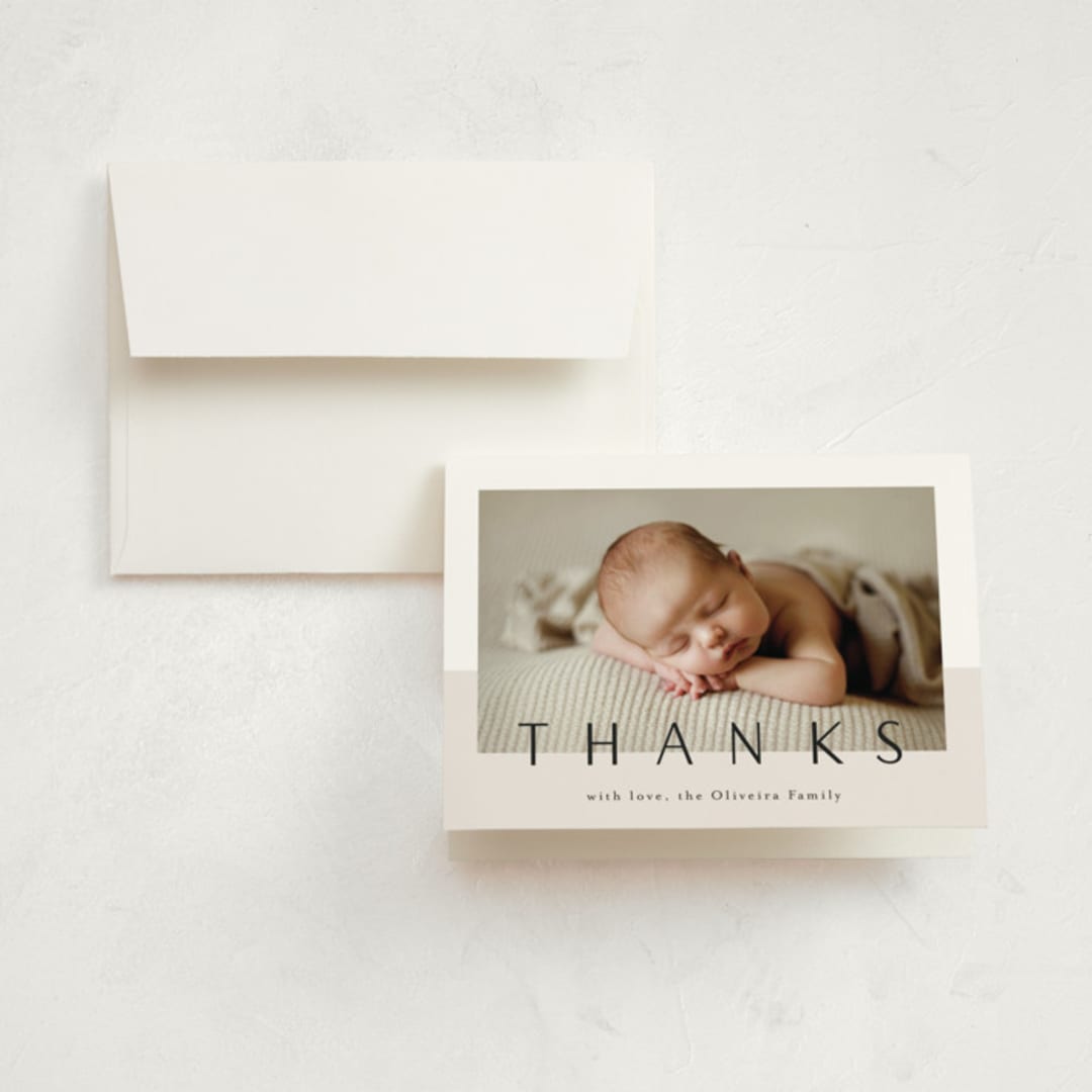 "Big News" - Birth Announcement Thank You Cards in Ivory by Maria Hilas-Louie - Front