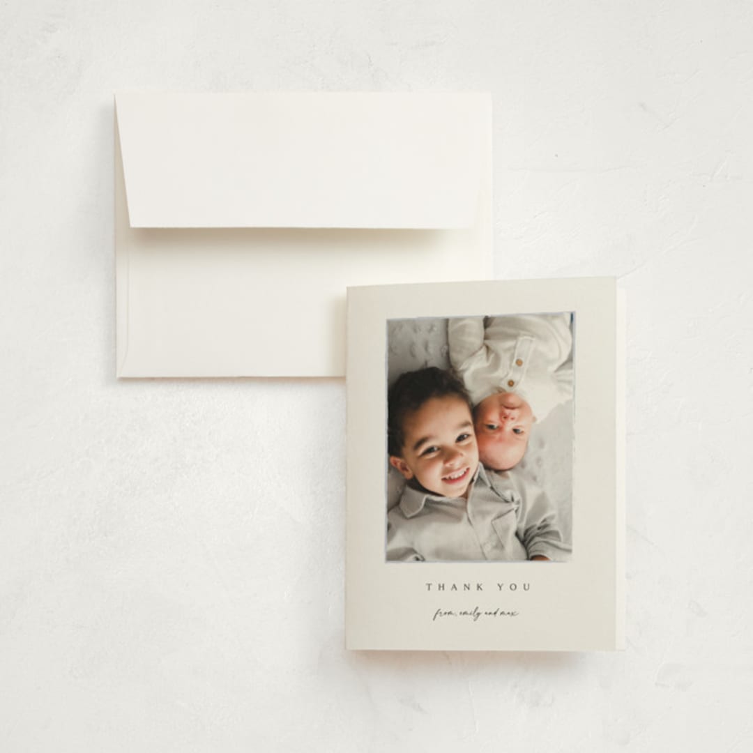 "Border" - Birth Announcement Thank You Cards in Shadow by Kasia Labocki - Front