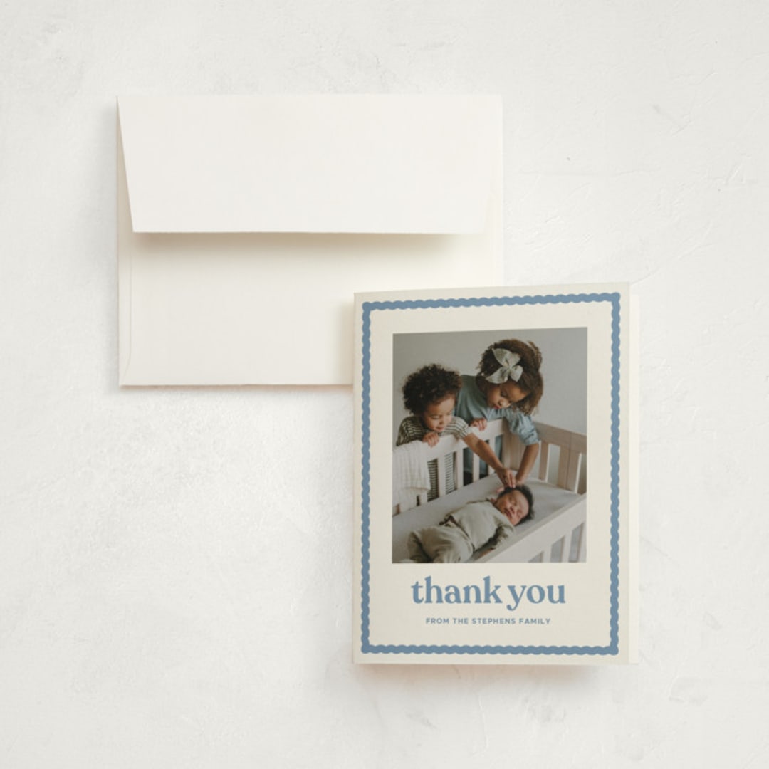 "First impression" - Birth Announcement Thank You Cards in Water by Lea Delaveris - Front