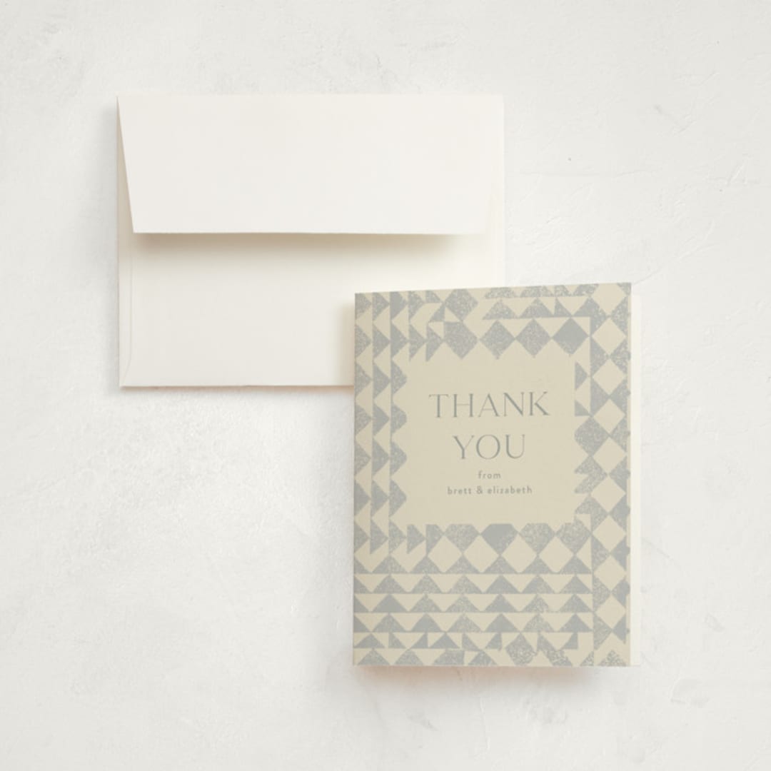 "Patchwork" - Birth Announcement Thank You Cards in Bluebell by Julie Murray - Front