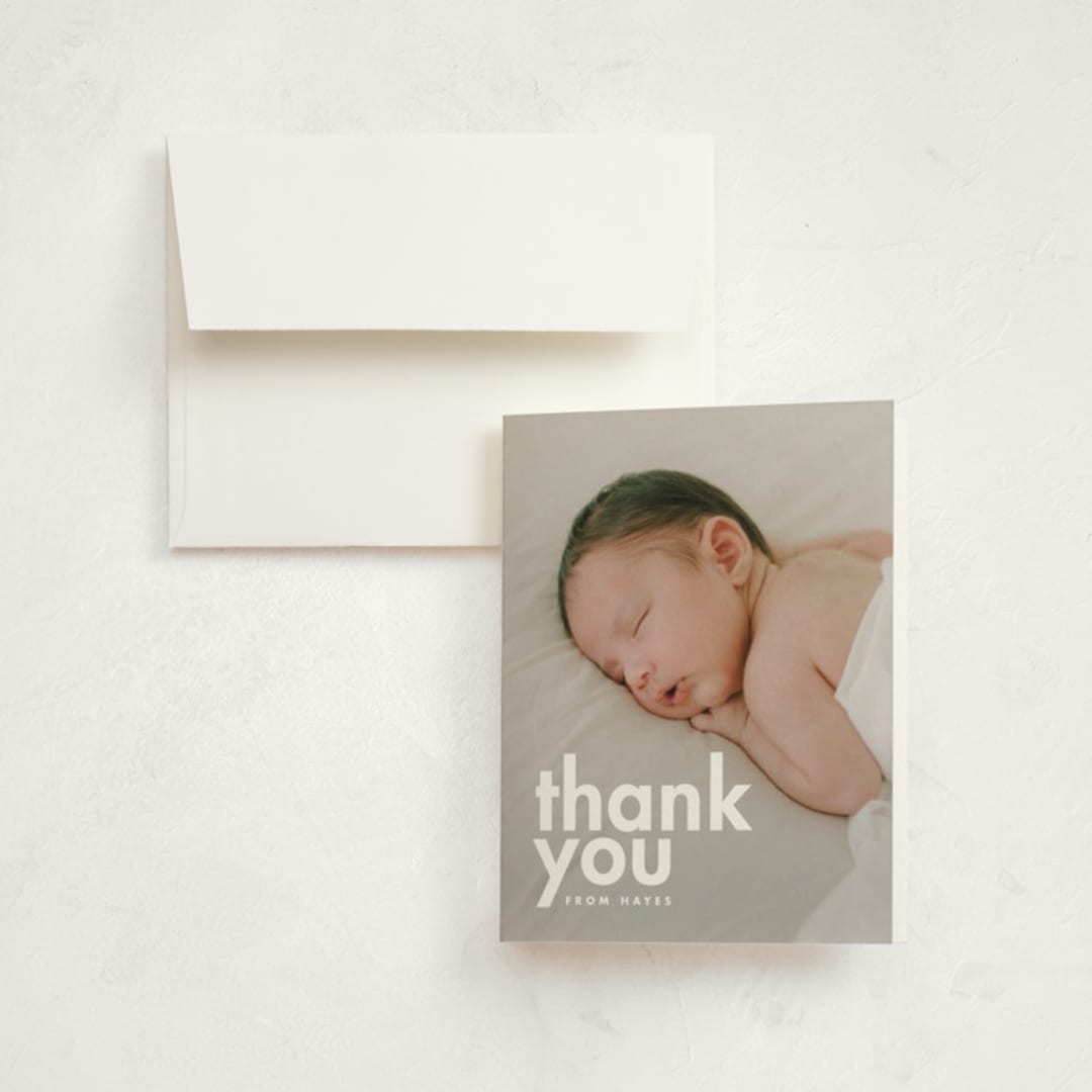 "Hayes" - Birth Announcement Thank You Cards in Cloud by Ellen Schlegelmilch - Front