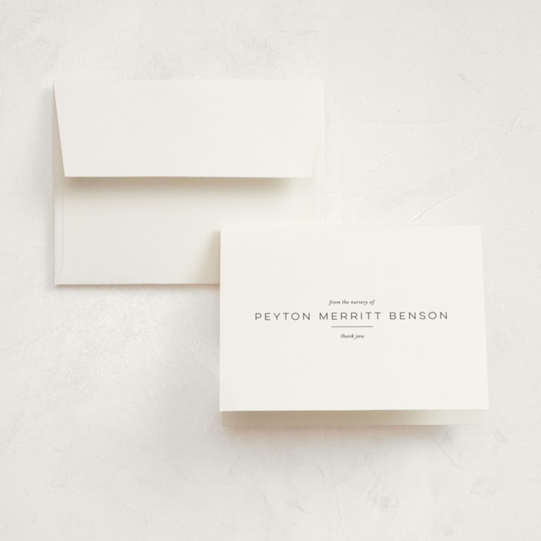 "Merritt" - Birth Announcement Thank You Cards in Ink by Megan Davis - Front