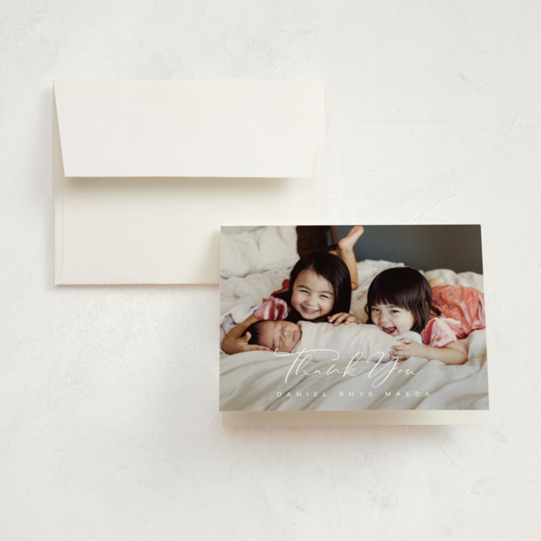 "So Splendid" - Birth Announcement Thank You Cards in Sugar by Jessica Williams - Front