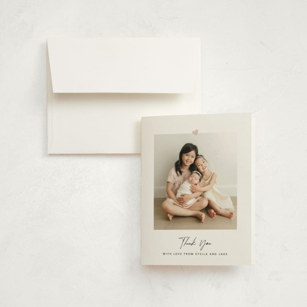 "Camellia" - Birth Announcement Thank You Cards in Camellia by Blustery August - Front