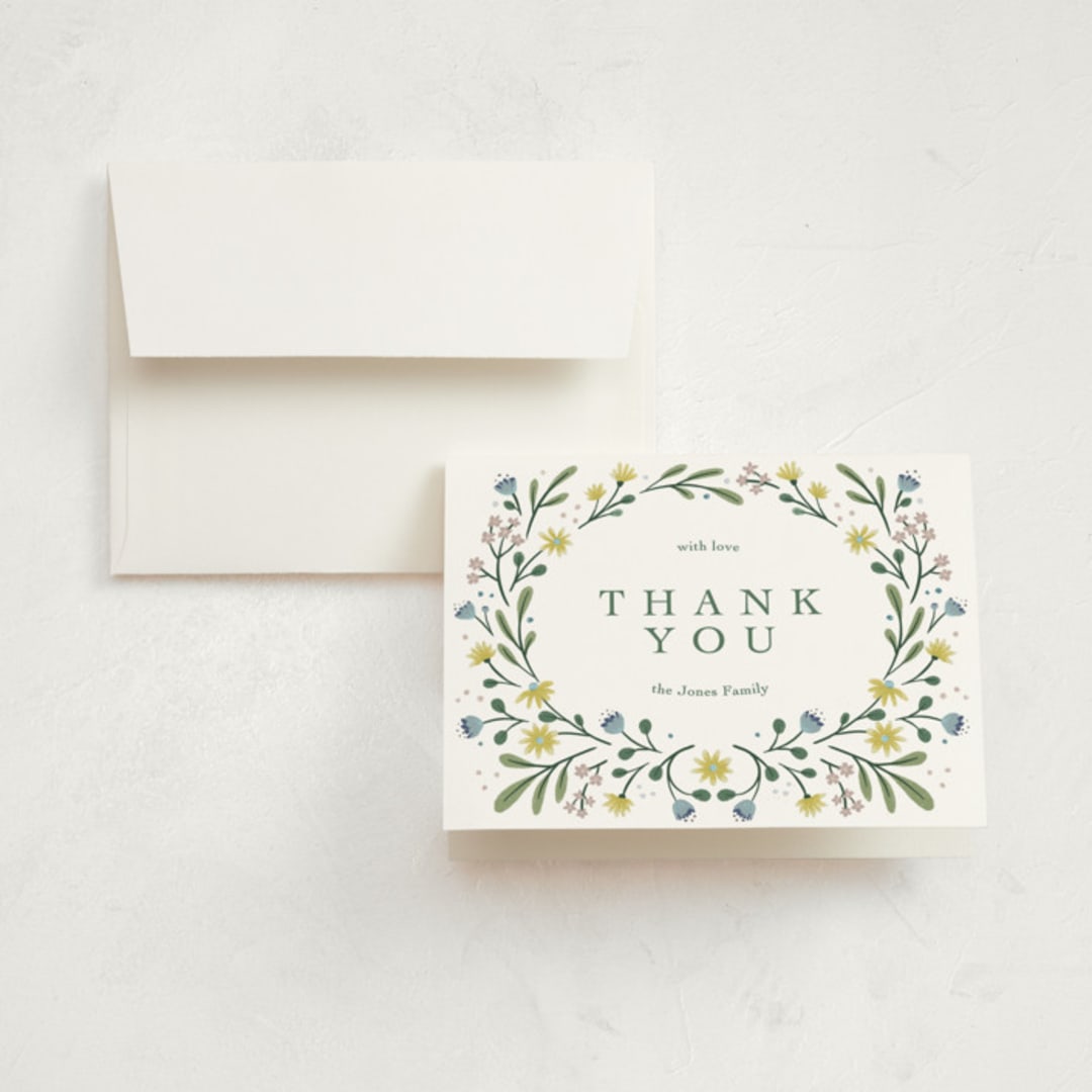 "Spring Blooms" - Birth Announcement Thank You Cards in Daffodil by Alice Nelen - Front