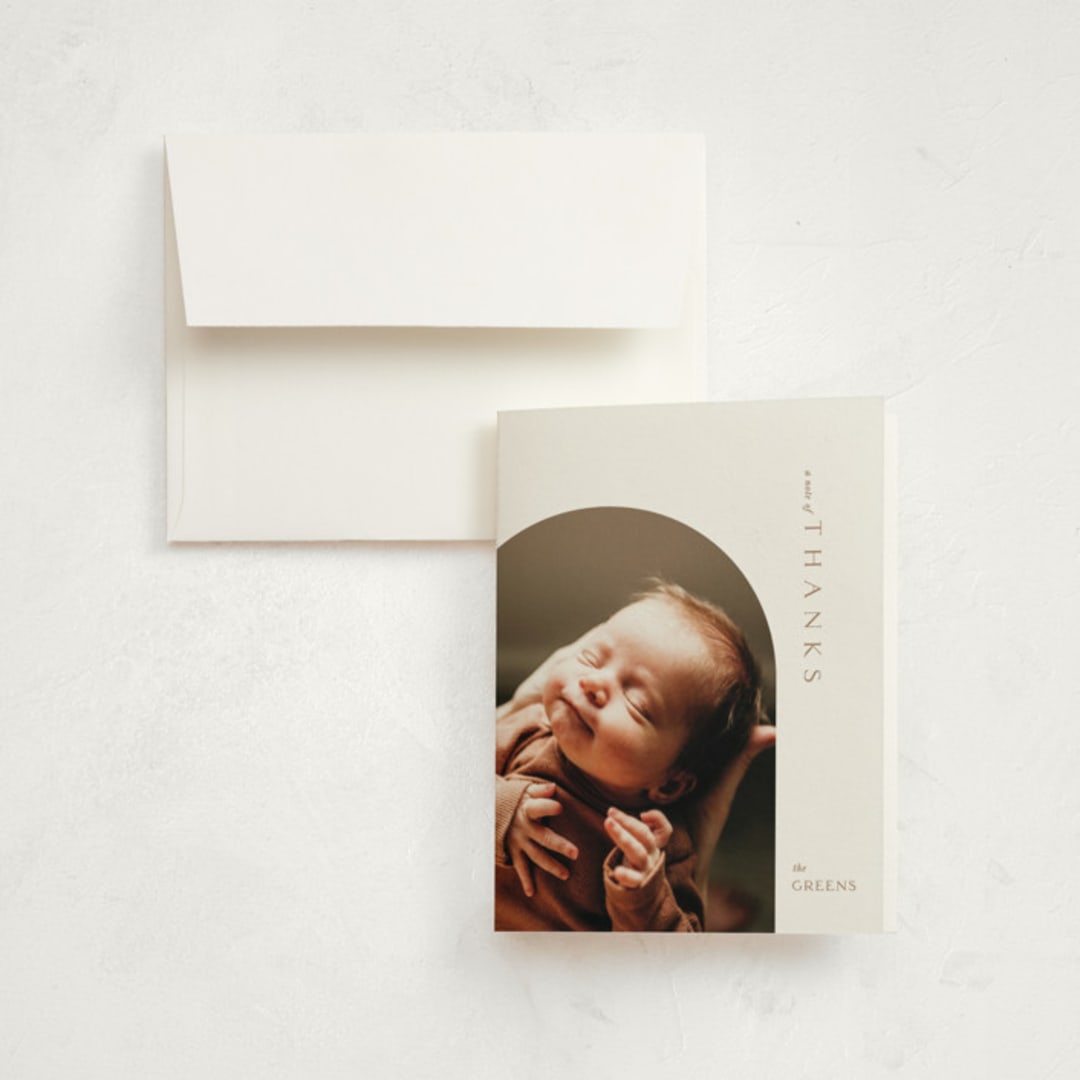 "Modern Inset" - Birth Announcement Thank You Cards in Cotton by Robin Ott - Front