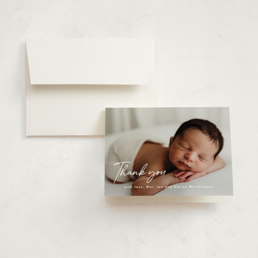 "raclette" - Birth Announcement Thank You Cards in Marshmallow by chocomocacino - Front