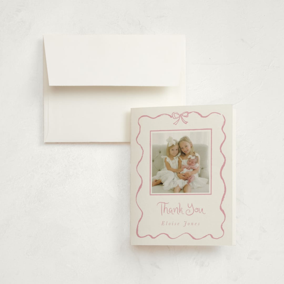 "quirky fun" - Birth Announcement Thank You Cards in Rose by Cass Loh - Front