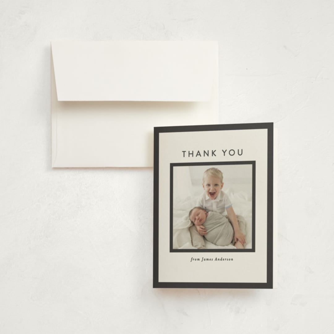 "square" - Birth Announcement Thank You Cards in Charcoal by JoAnn Jinks - Front
