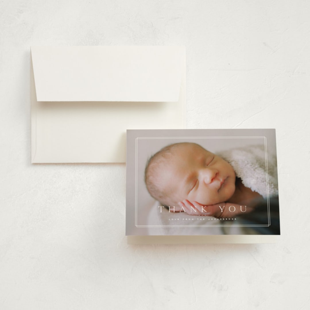 "camden" - Birth Announcement Thank You Cards in Latte by Kristie Kern - Front