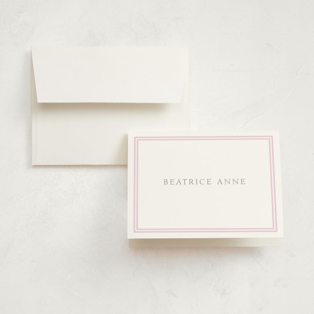 "Frolic" - Birth Announcement Thank You Cards in Ballet Slipper by Megan Davis - Front