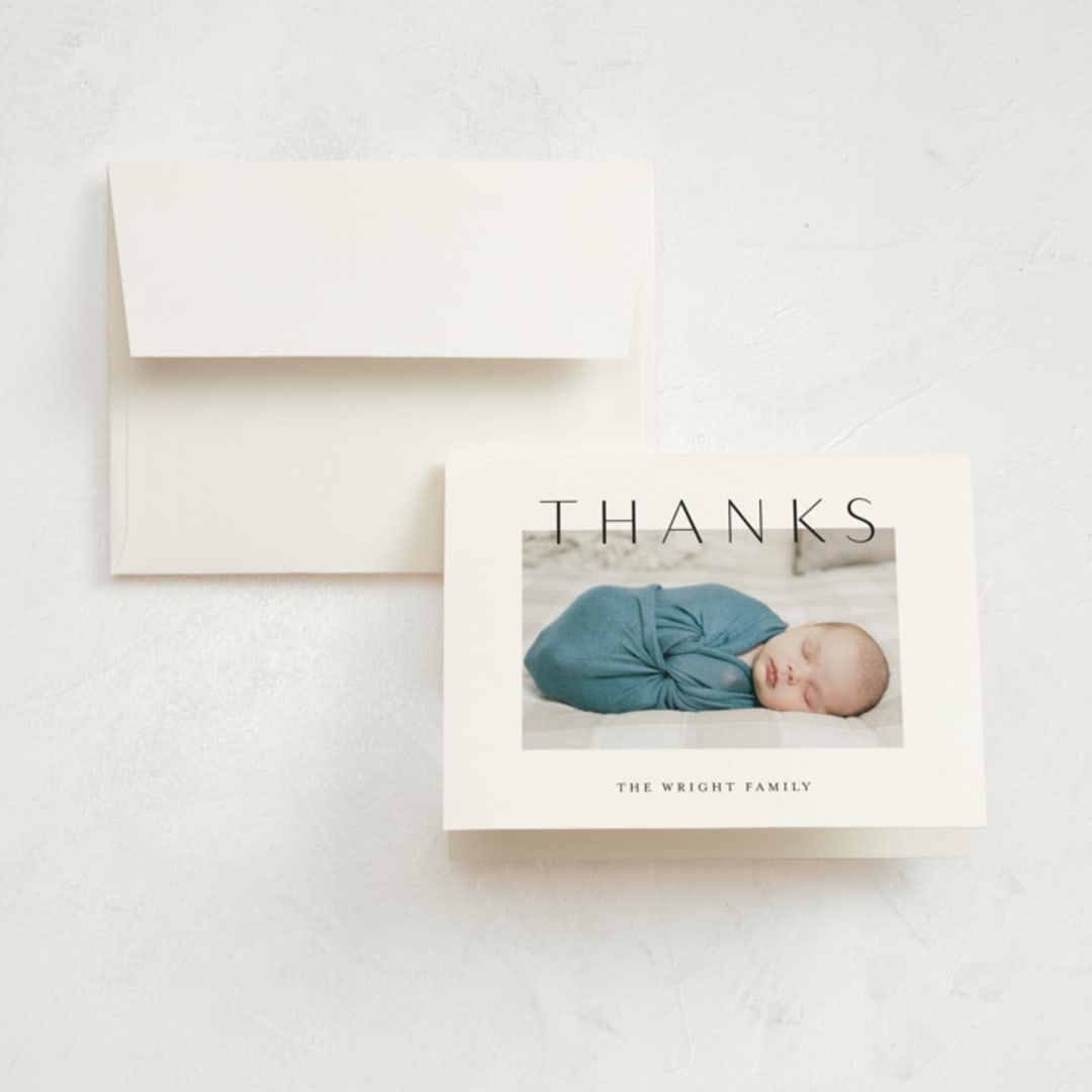 "Lift" - Birth Announcement Thank You Cards in Ash by Lehan Veenker - Front