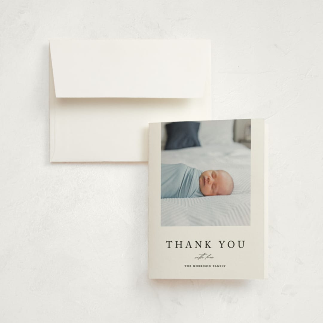 "Dreamer" - Birth Announcement Thank You Cards in Onyx by Pixel and Hank - Front