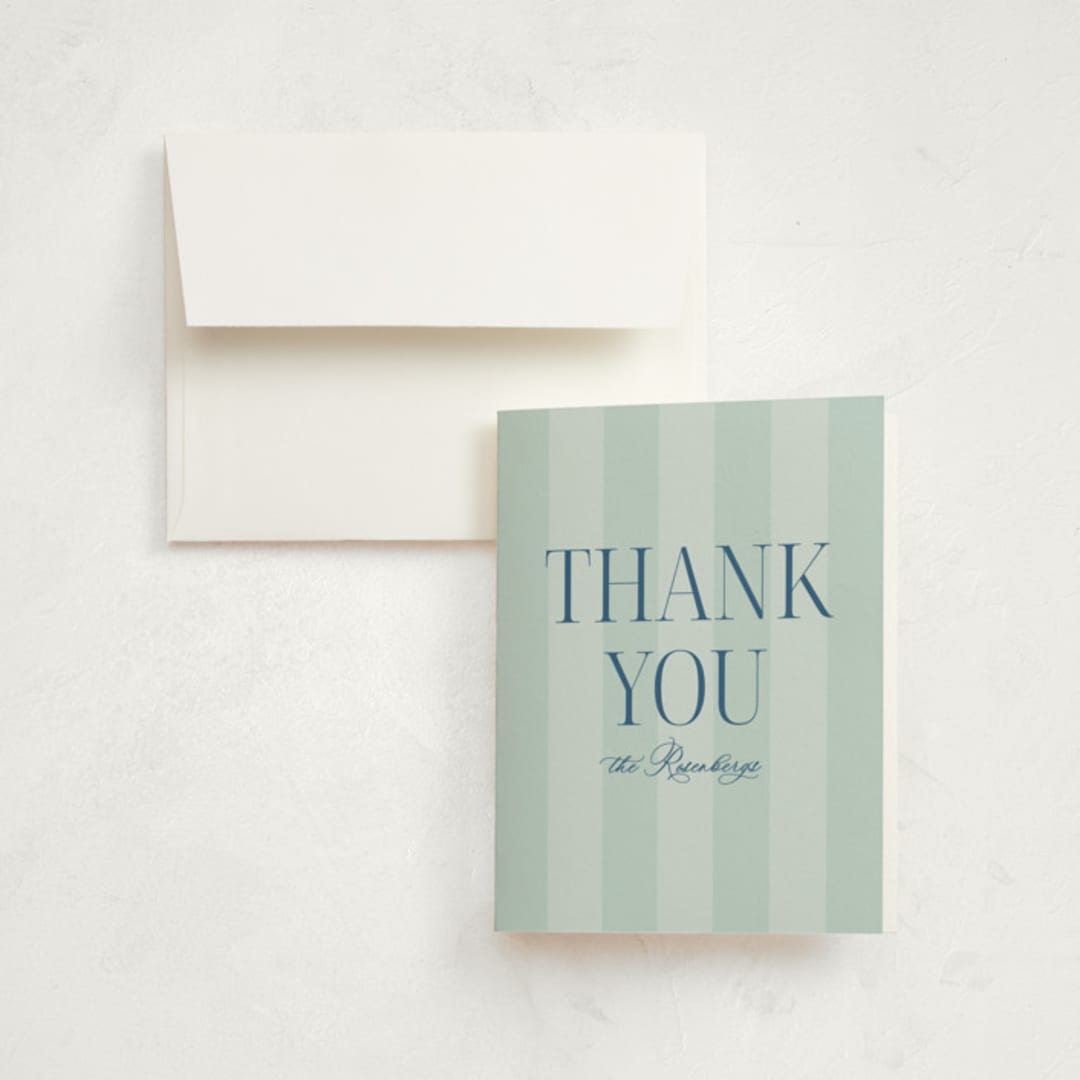 "Simple Happiness" - Birth Announcement Thank You Cards in Seagrass by Claudia Orengo - Front