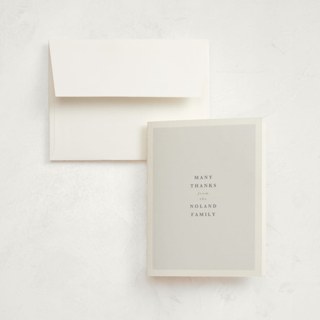 "Love Multiplies" - Birth Announcement Thank You Cards in Dusty Blue by Julie Murray - Front