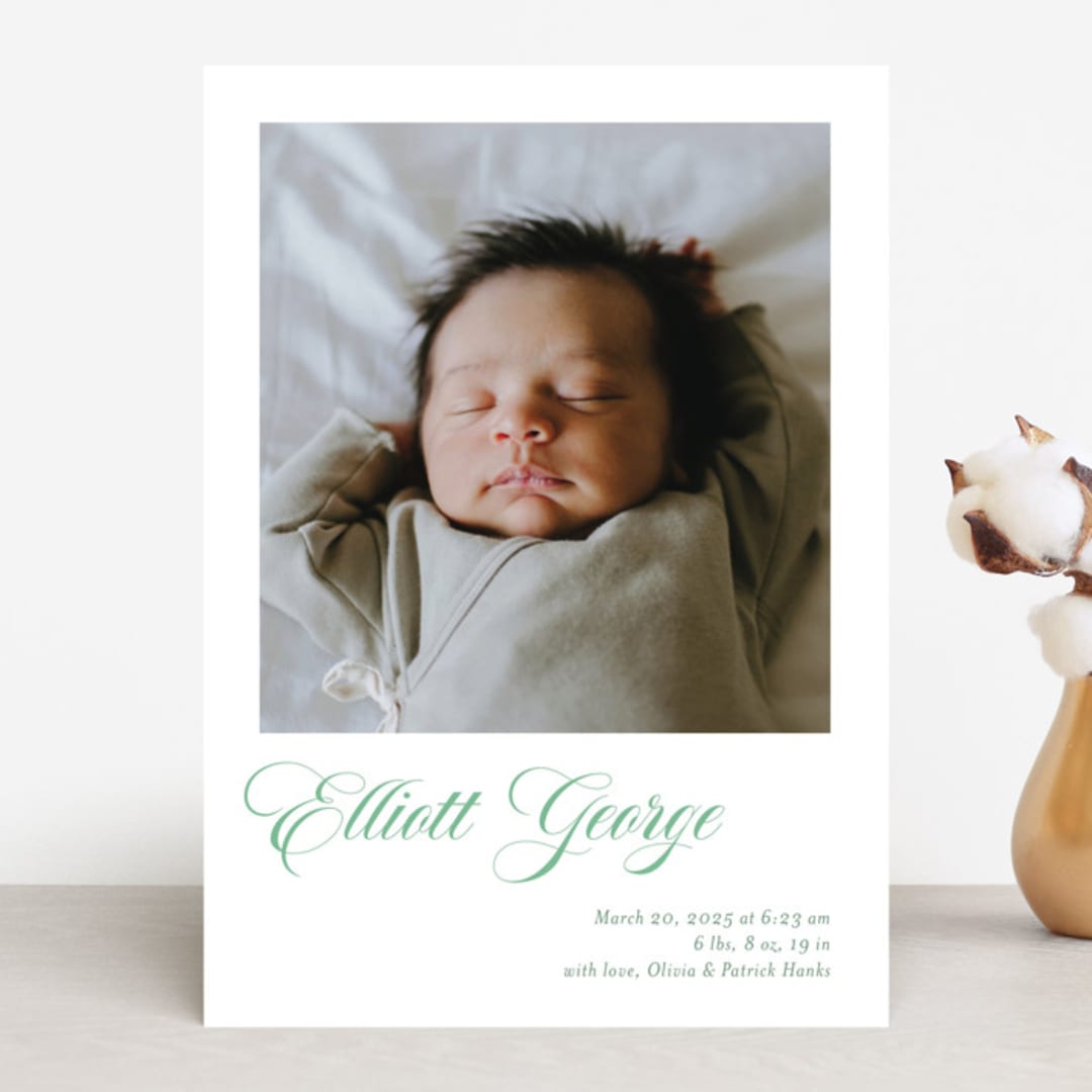 "Hollis" - Birth Announcements in Clover by Megan Davis - Front