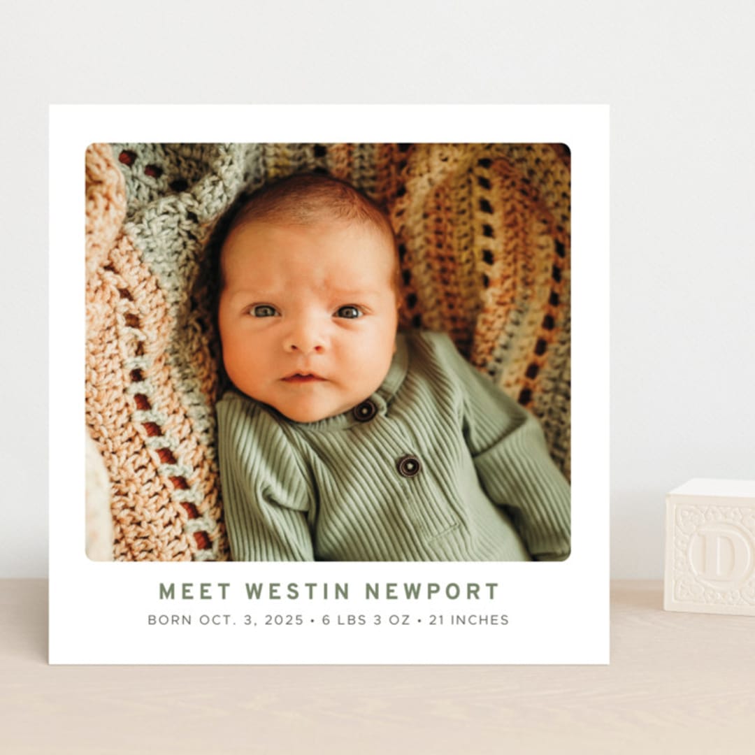 "Simple Snapshot" - Birth Announcements in Daisy by Cindy Reynolds - Front