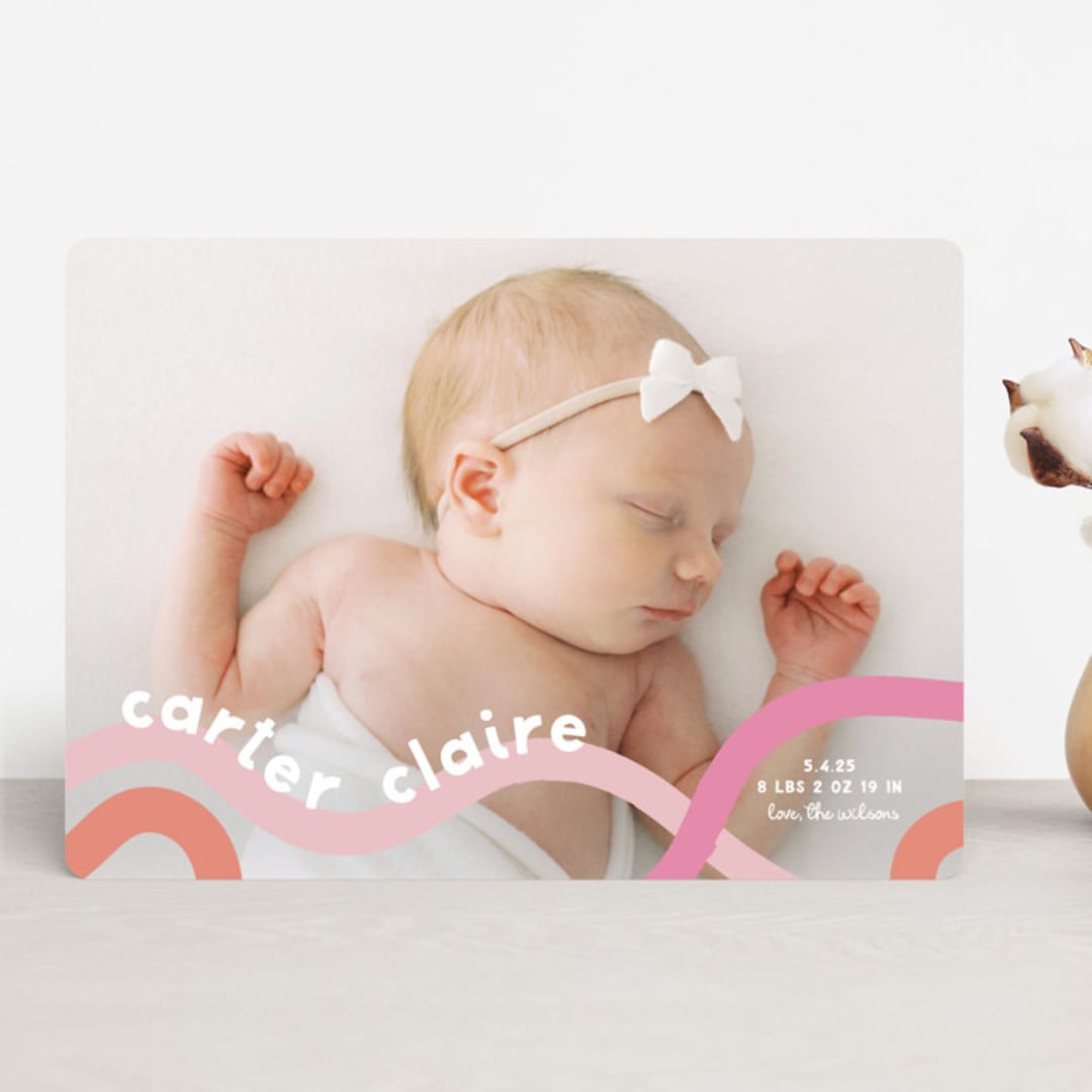 "Wiggle Worm" - Birth Announcements in Peach Sherbet by Lauren Chism - Front