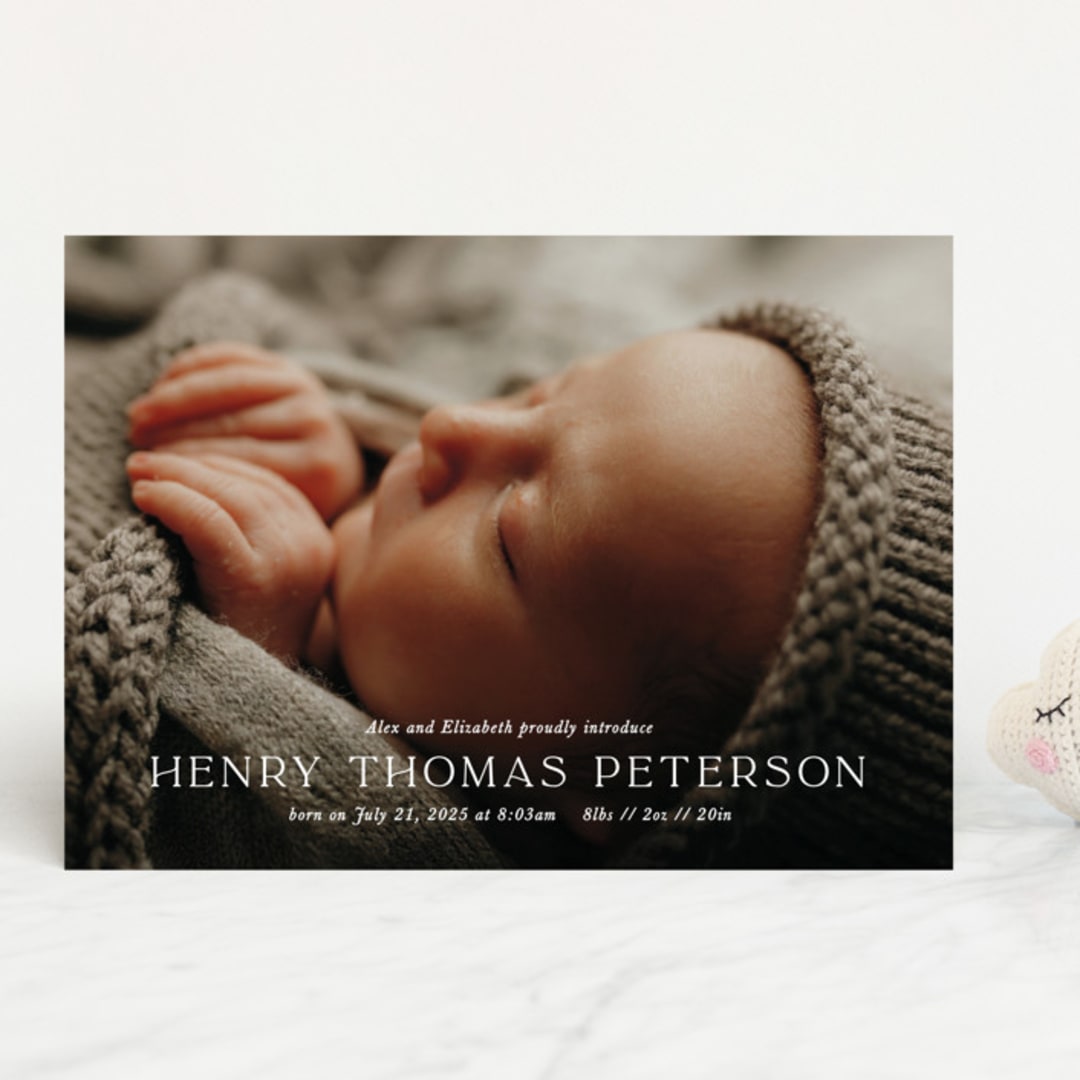 "refined" - Birth Announcements in Powder by Melissa Egan of Pistols - Front
