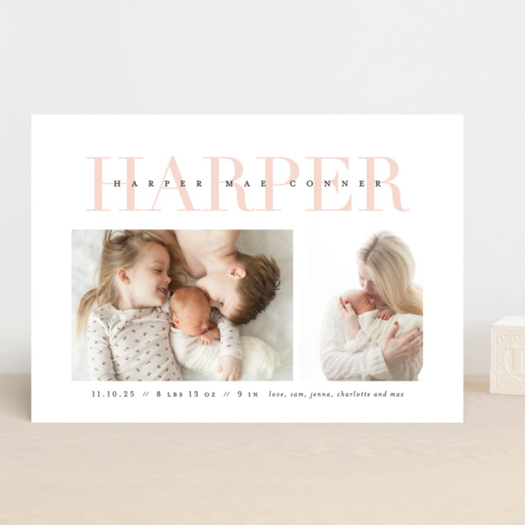 "Love-ly" - Birth Announcements in Blush by Lauren Chism - Front