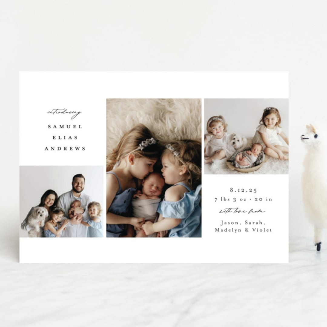 "three" - Birth Announcements in Noir by Emily Betts - Front