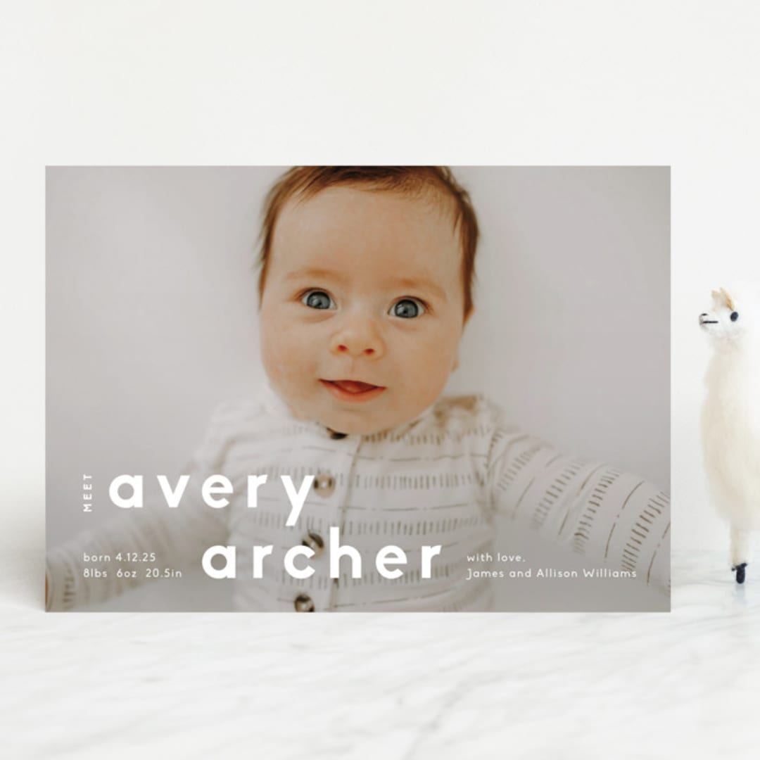 "Modern Name" - Birth Announcements in Moon by Robin Ott - Front